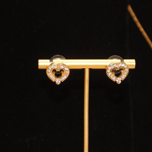 Disney Mickey Mouse Golden and White Crystal Heart Necklace and Earrings - Picture 7 of 16